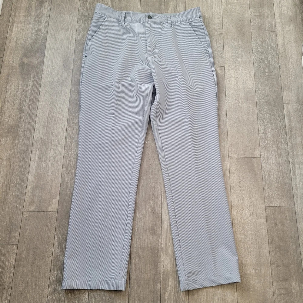 Adidas Mens Golf Pants Thin Pinstripe Size 32 X 30 Gray White